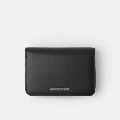 Black Leather Folded Wallet