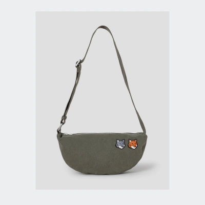 Men Double Fox Head Faded Bumbag